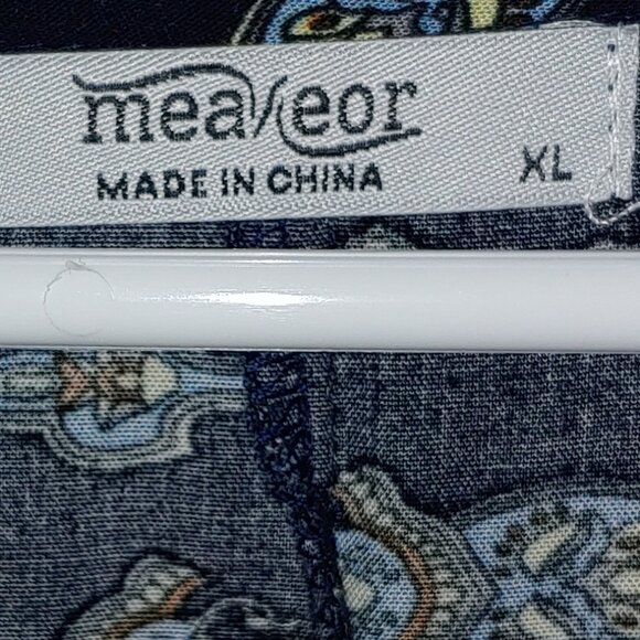 Meanor Boho Empire Waist Floral Pleated Midi Dress Size XL NAVY LUE - Picture 2 of 7